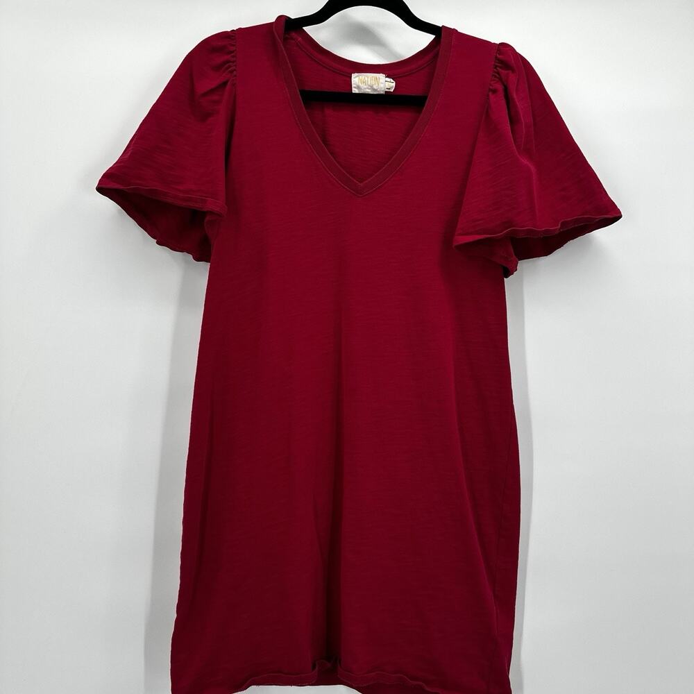 Nation Ltd‎ Dress Womens medium Red Mallory Heartbreaker Knit Flutter Organic